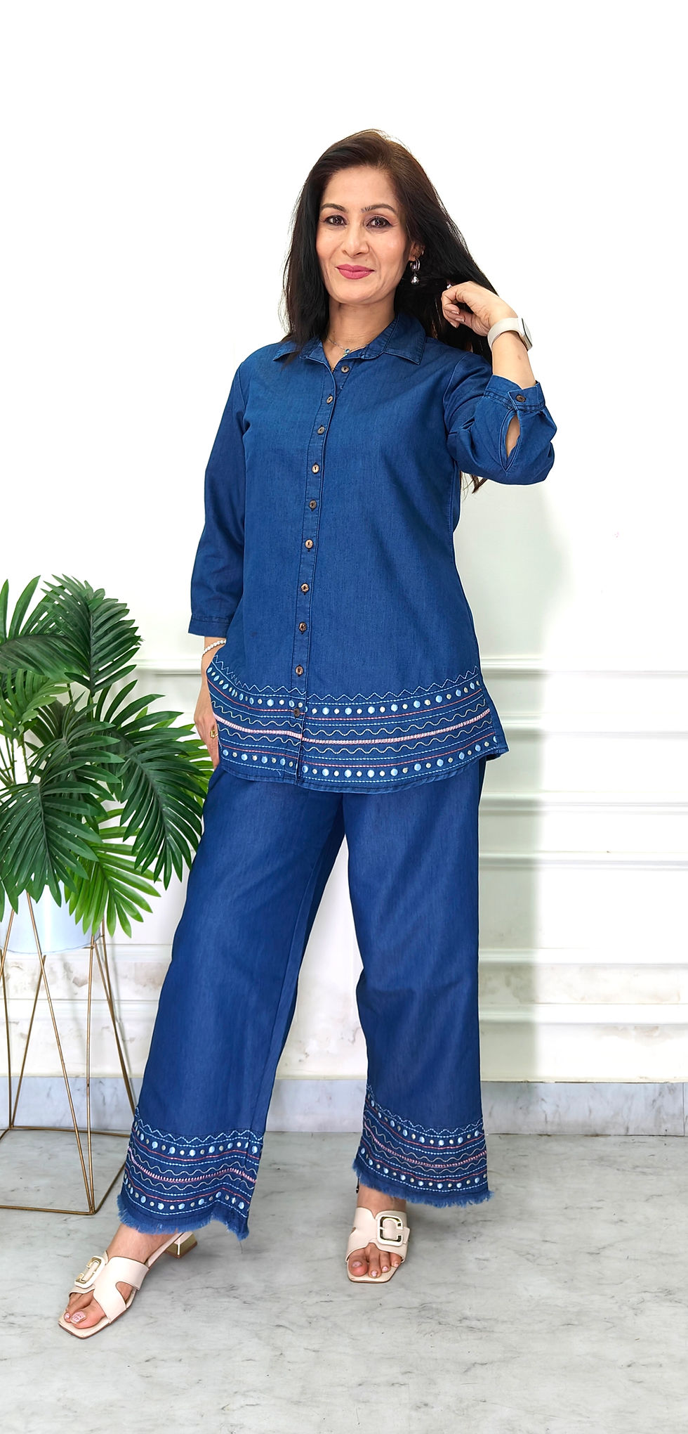 Thumbnail: Lee Thread Embroidery Denim Co-ord