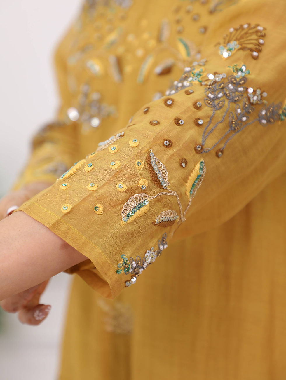 Thumbnail: Mulchanderi Sharara Set In Yellow