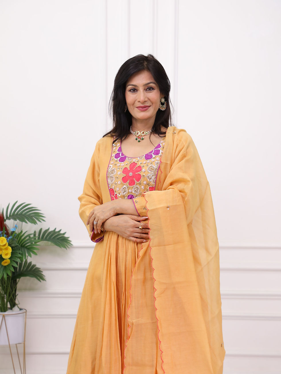 Thumbnail: Applique Mulchanderi Yellow Set