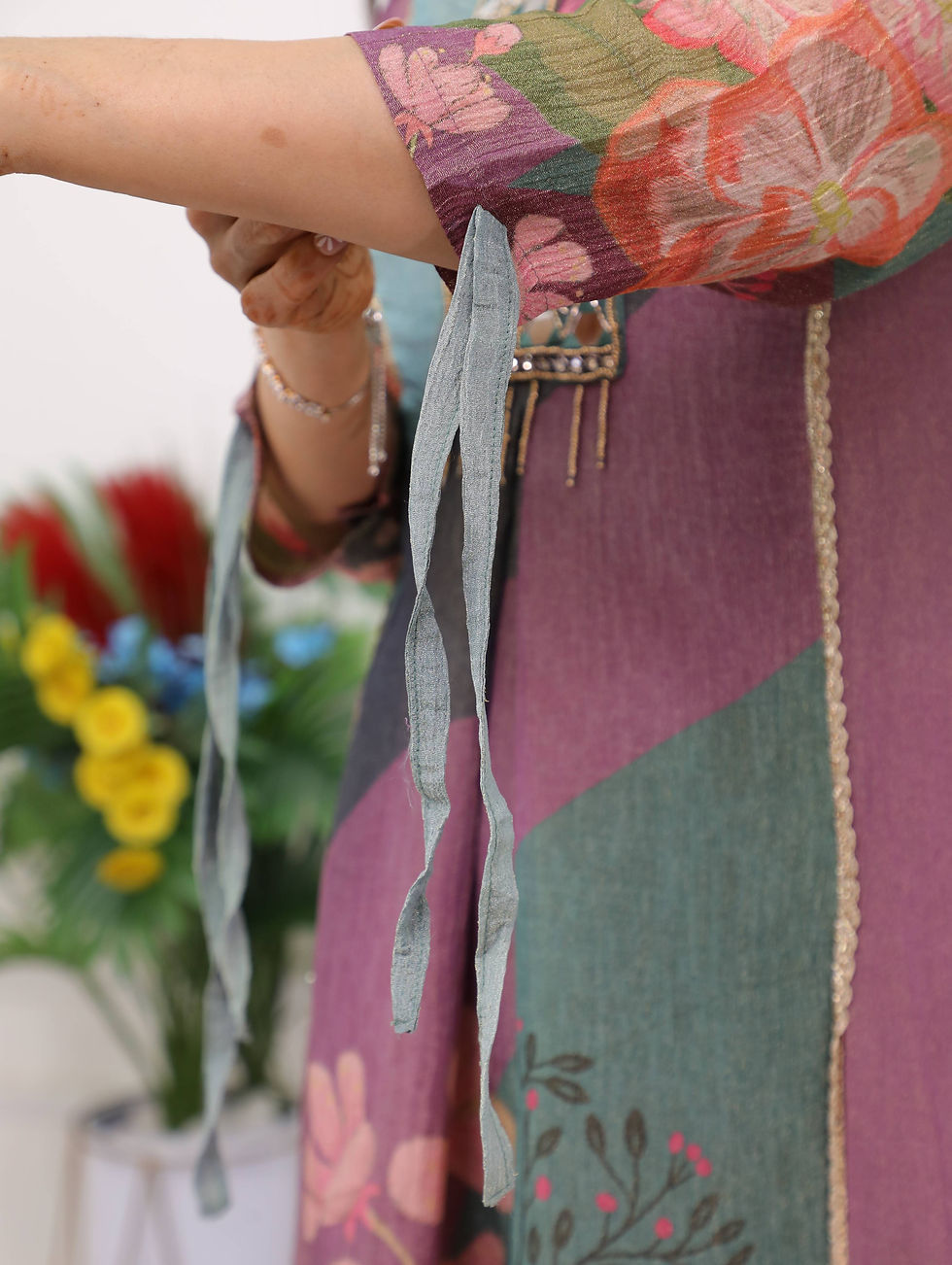 Thumbnail: Lavender Kurti Set In Crushed Tissue