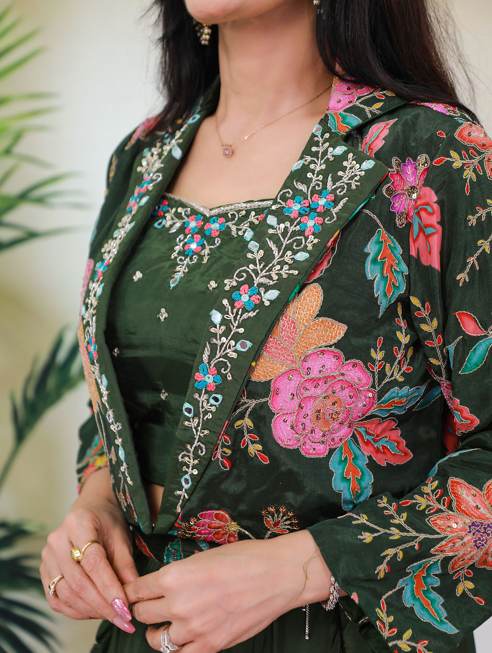 Thumbnail: Green Jacket Draped Dress