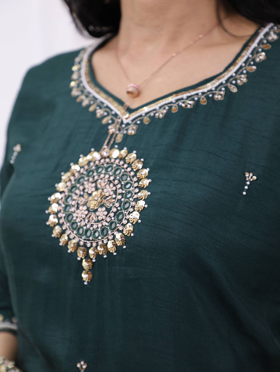 Thumbnail: Green Silk Kurti Set