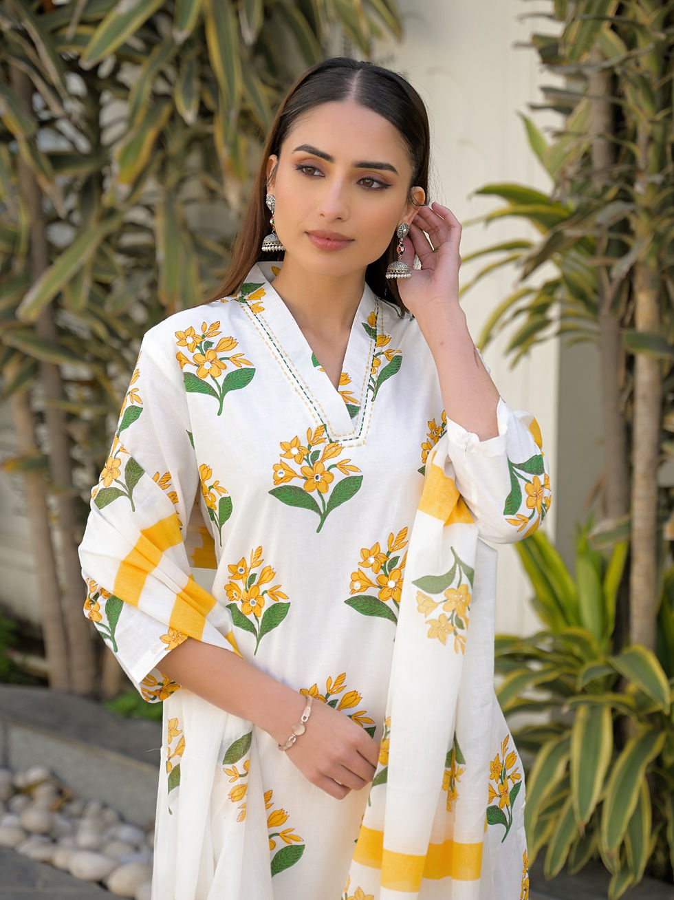Thumbnail: Spring Yellow Cotton Kurti Set