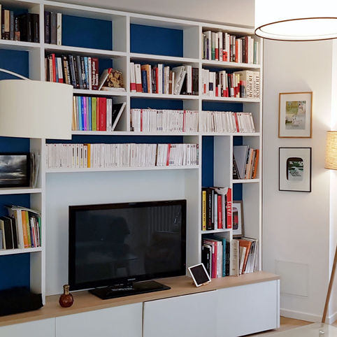 Rénovation d' un appartement à Paris : salon, parquet, verrière et cuisine