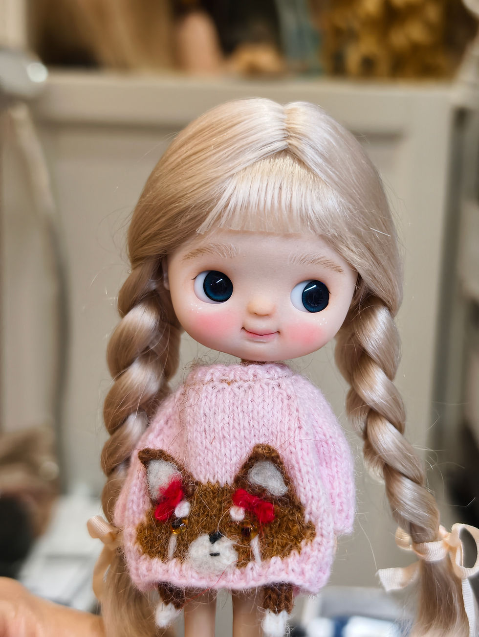 섬네일: Custom Petite Blythe Pink Cat /no.10