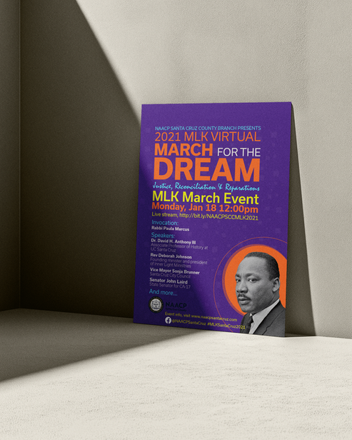 event poster with details listed for upcoming MLK March for the Dream