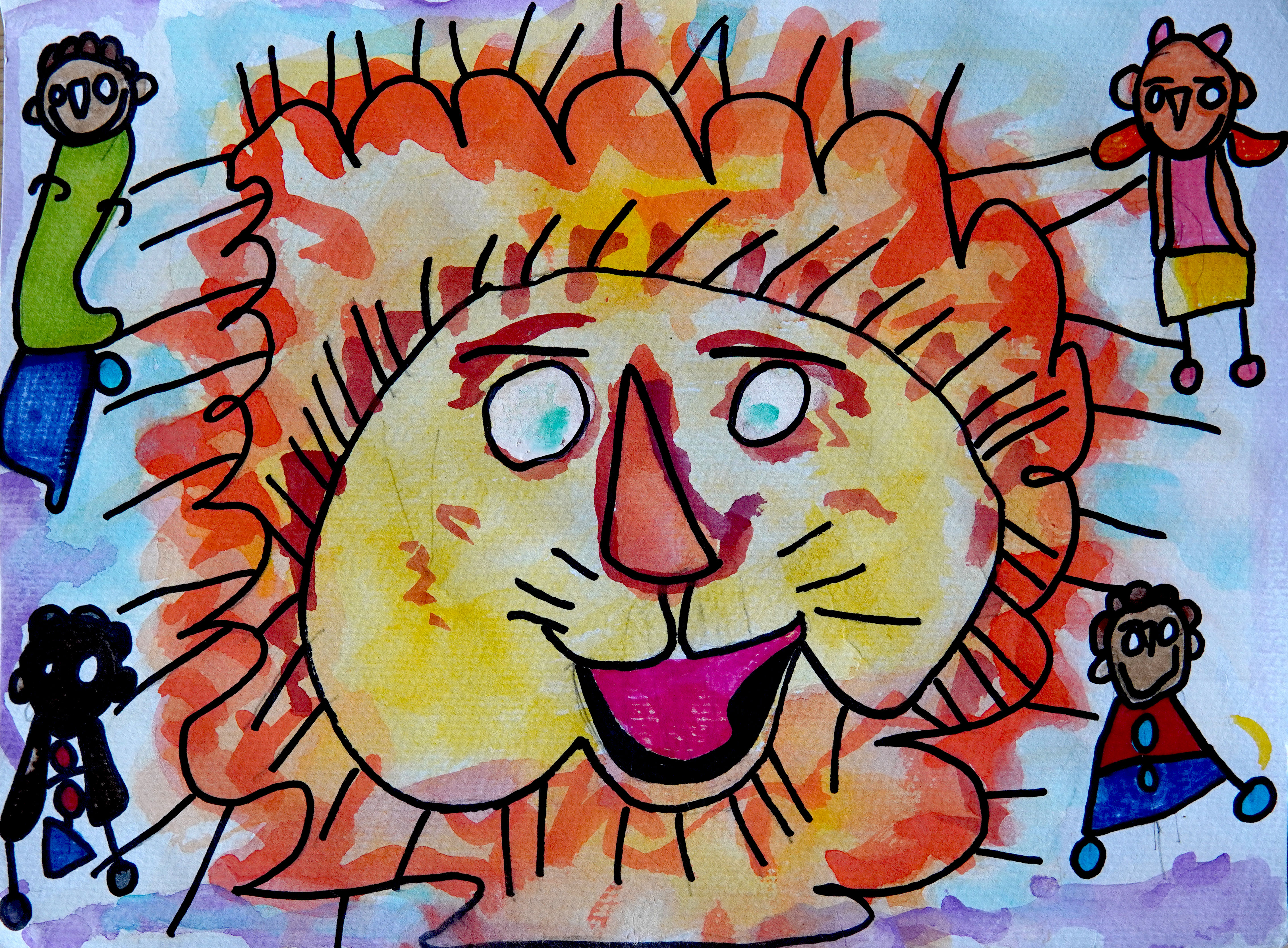 Untitled (Lion & People by Carlos Arredondo