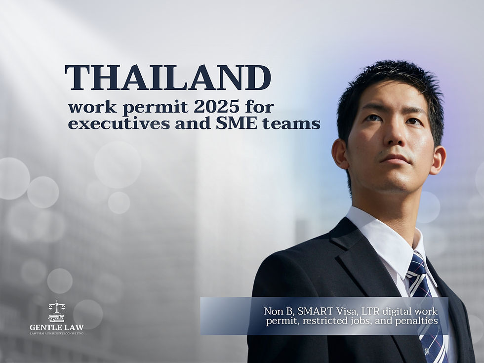 Thailand work permit 2025 for executives and SME teams: Non B, SMART Visa, LTR digital work permit, restricted jobs, and penalties