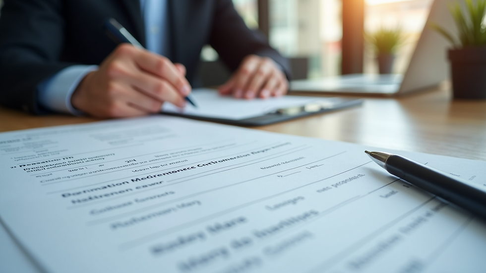 High angle view of a business registration form being filled out