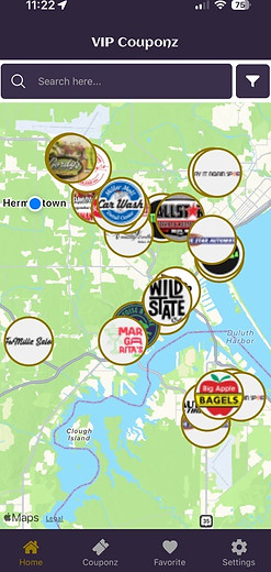 Coupons locations map