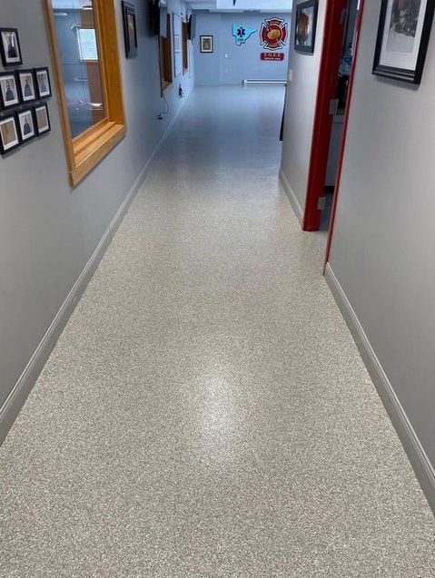 Office Hallway with Epoxy Flake Flooring System