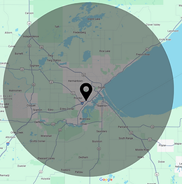 BP Builders Service Map - One hour radius of Proctor/Duluth MN