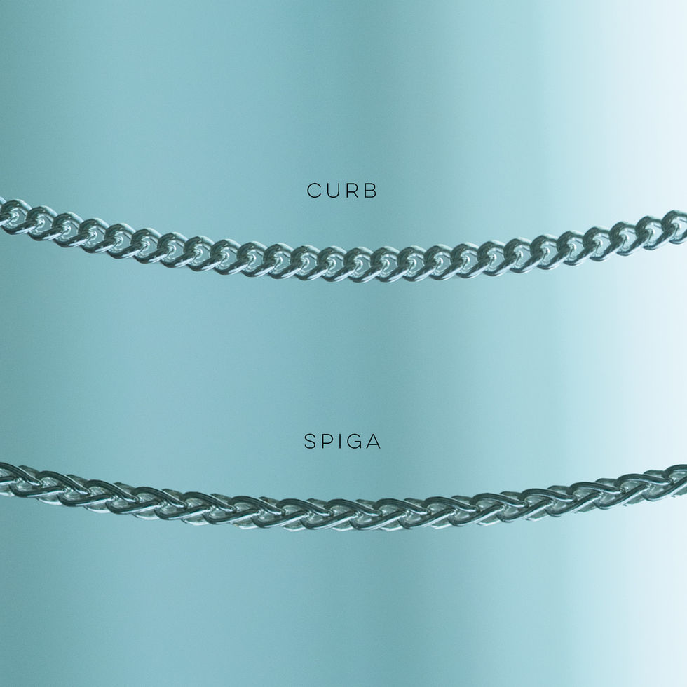 the two chains available for the alma custom photo necklace