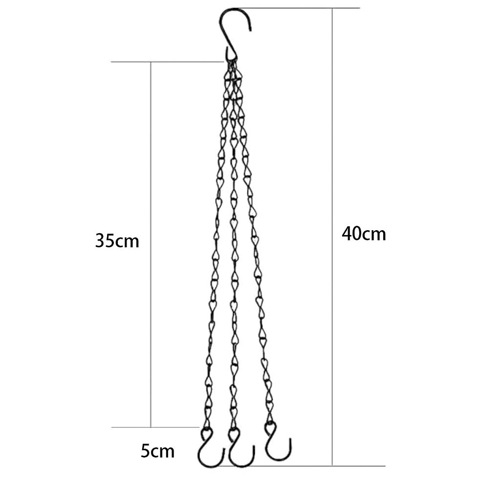 40cm Imitation Rattan Hanging Basket Flower Pot Chain With 3 Hooks Basin Hydropo