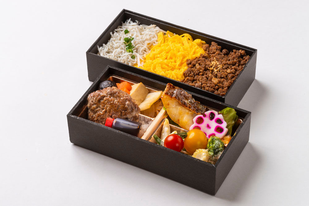 A5黒毛和牛ハンバーグと真鱈の西京焼き三色