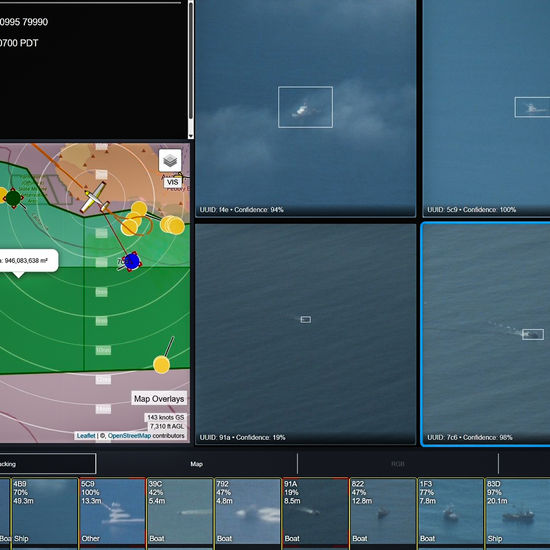 ASO software screenshot showing maritime vessel detections
