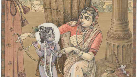 Mother Yashoda binding Lord Krishna