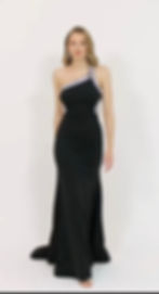 Robe de Soirée Longue Noire à Strass et Dos Nu