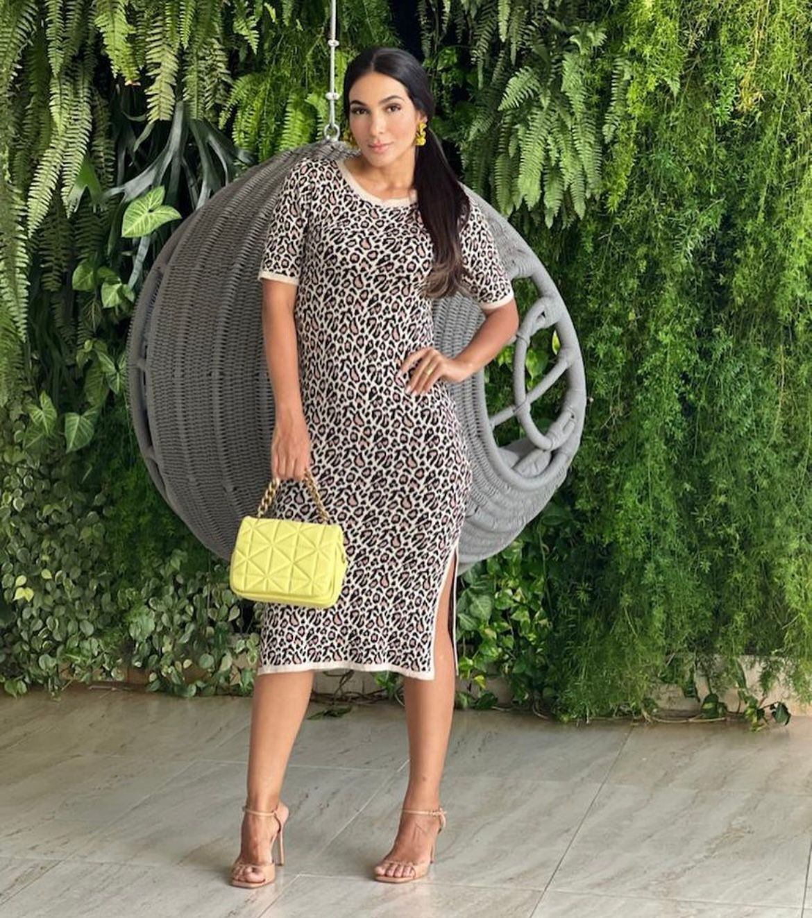 Vestido midi animal print onça