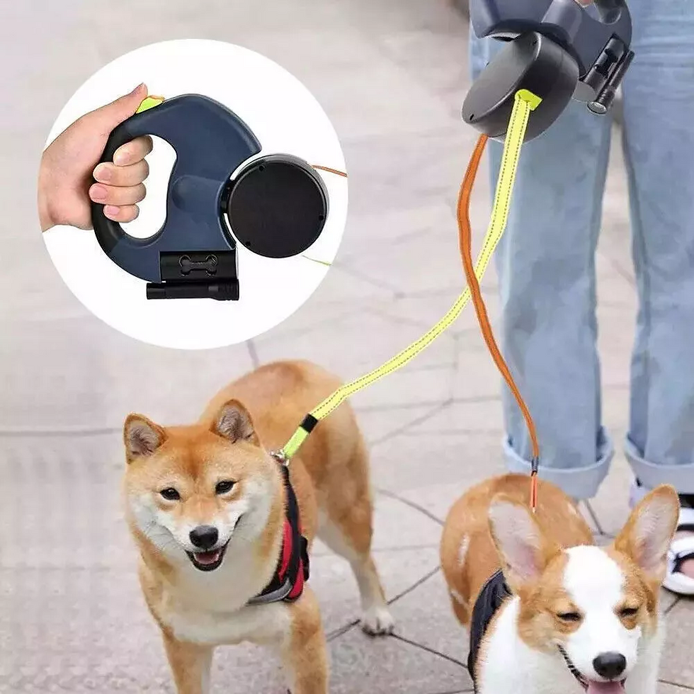 Miniatura: Dual Pet Leash Retractable Reflective Lead 360 Swivel Double Dog Walking Leash