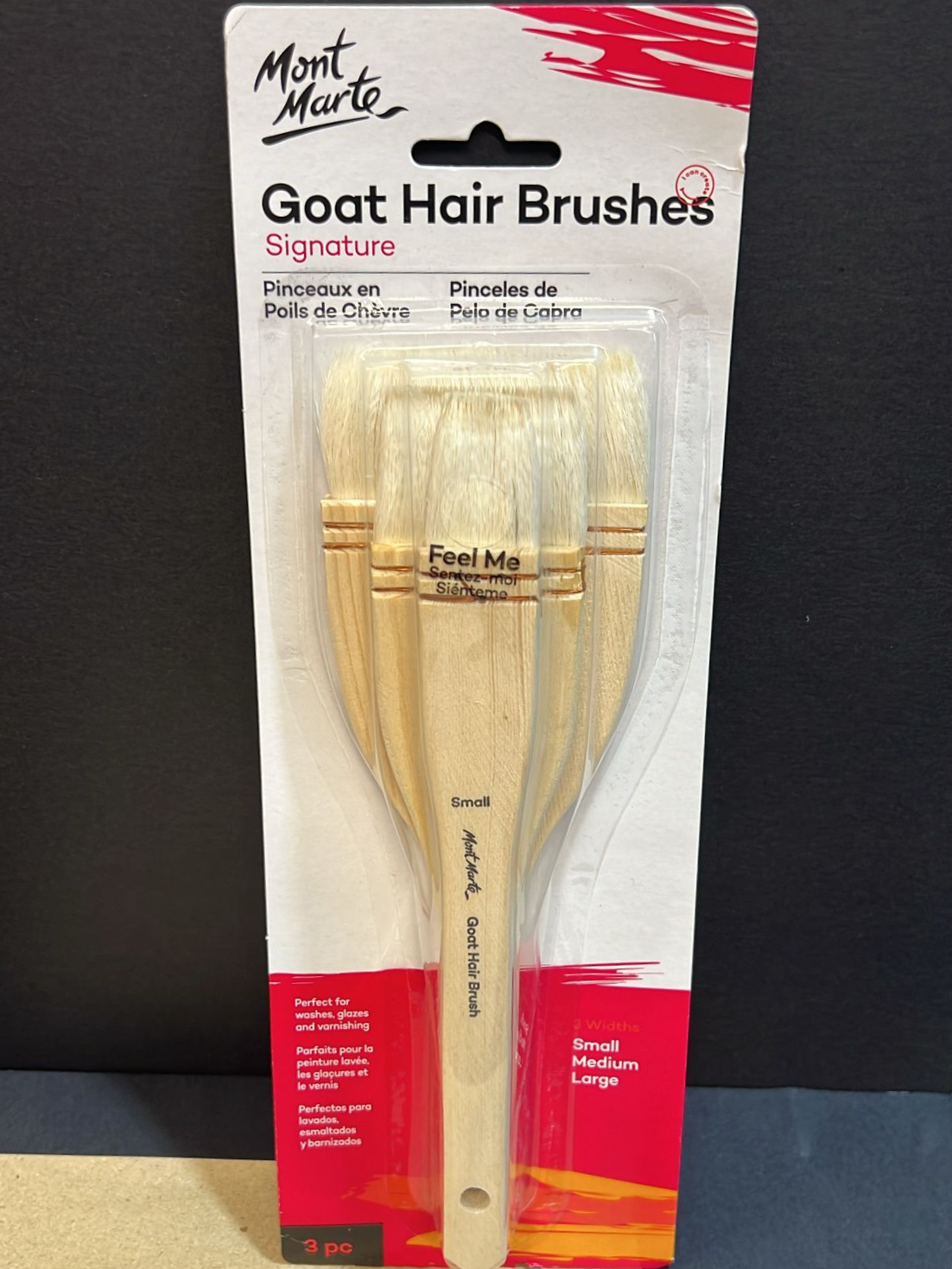 סט 3 מברשות שיער טבעי רך