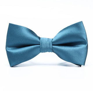 Blue satin grooms bowtie england