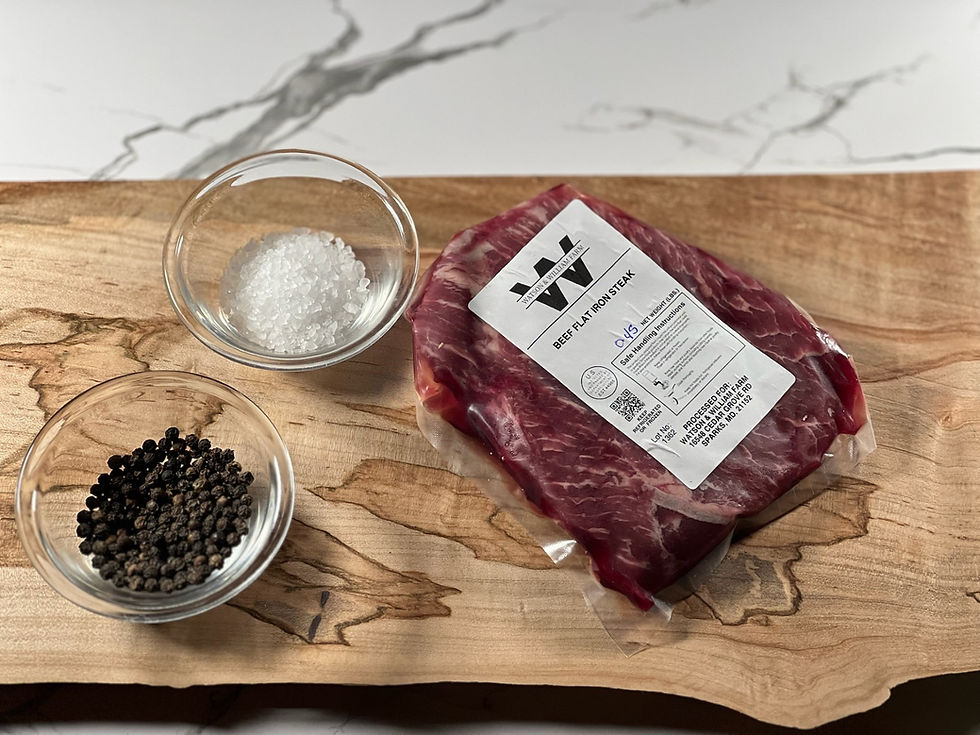 Thumbnail: Tender farm-raised Flat Iron Steak, perfect for family dinners and quick, flavorful meals.