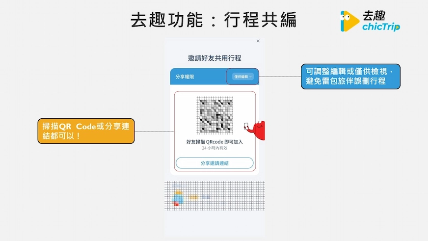 去趣app行程共編功能頁面
