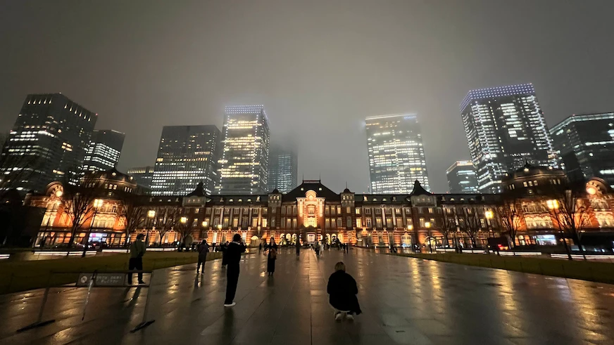 東京車站夜晚景觀照