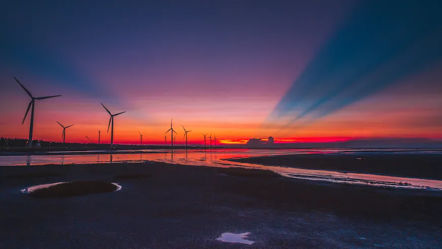 高美濕地夕陽時分景色