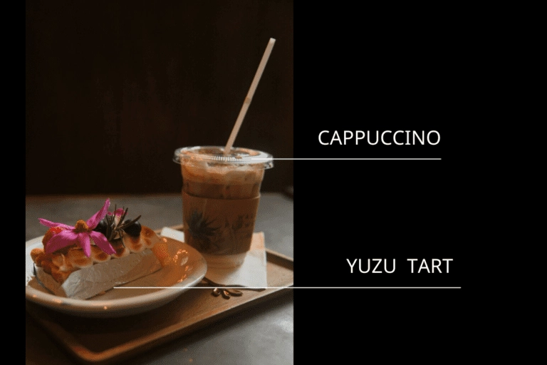 店內的酸甜柚子塔和經典肉桂卡布奇諾