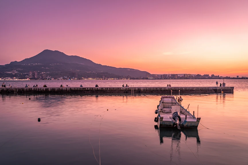 滬尾漁港日落景觀