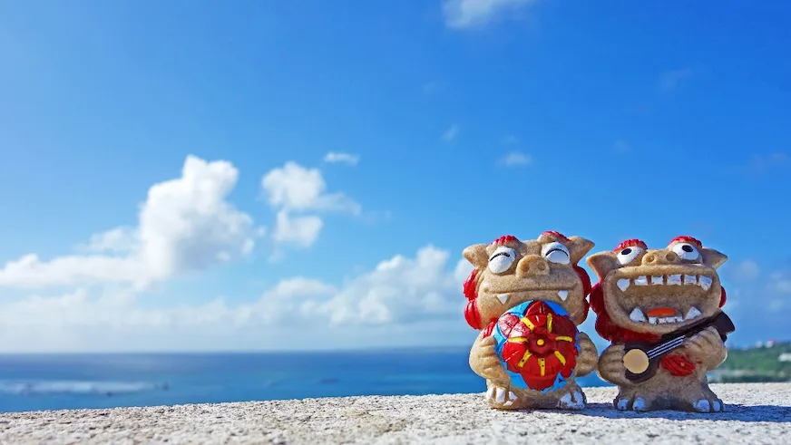 沖繩守護神風獅爺擺飾與海