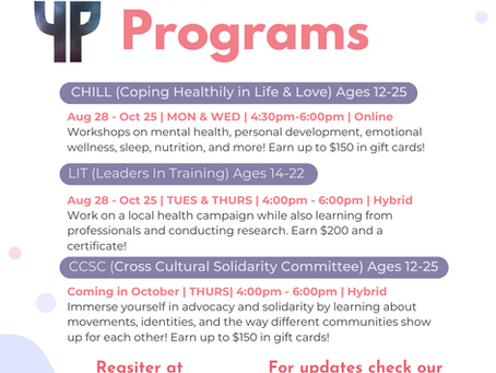 Fall 2023 Youth Programs [$150 Gift Cards]