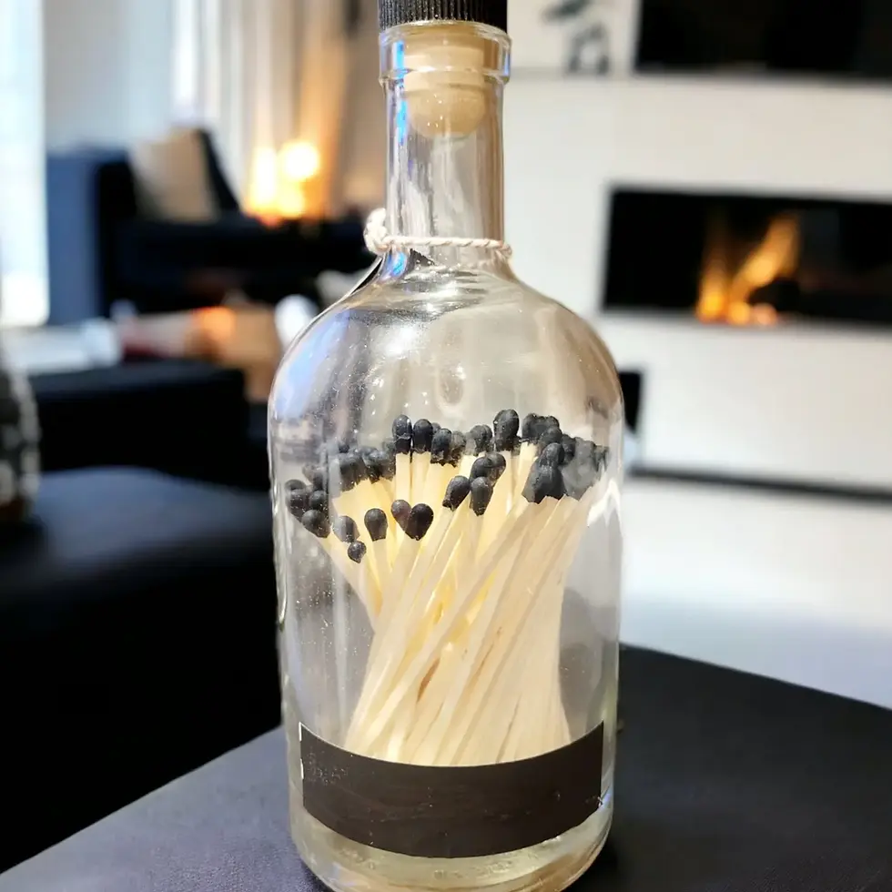 Thumbnail: Elegant black ' Keep ' Er Lit' bottle off extra long 10cm Matches included