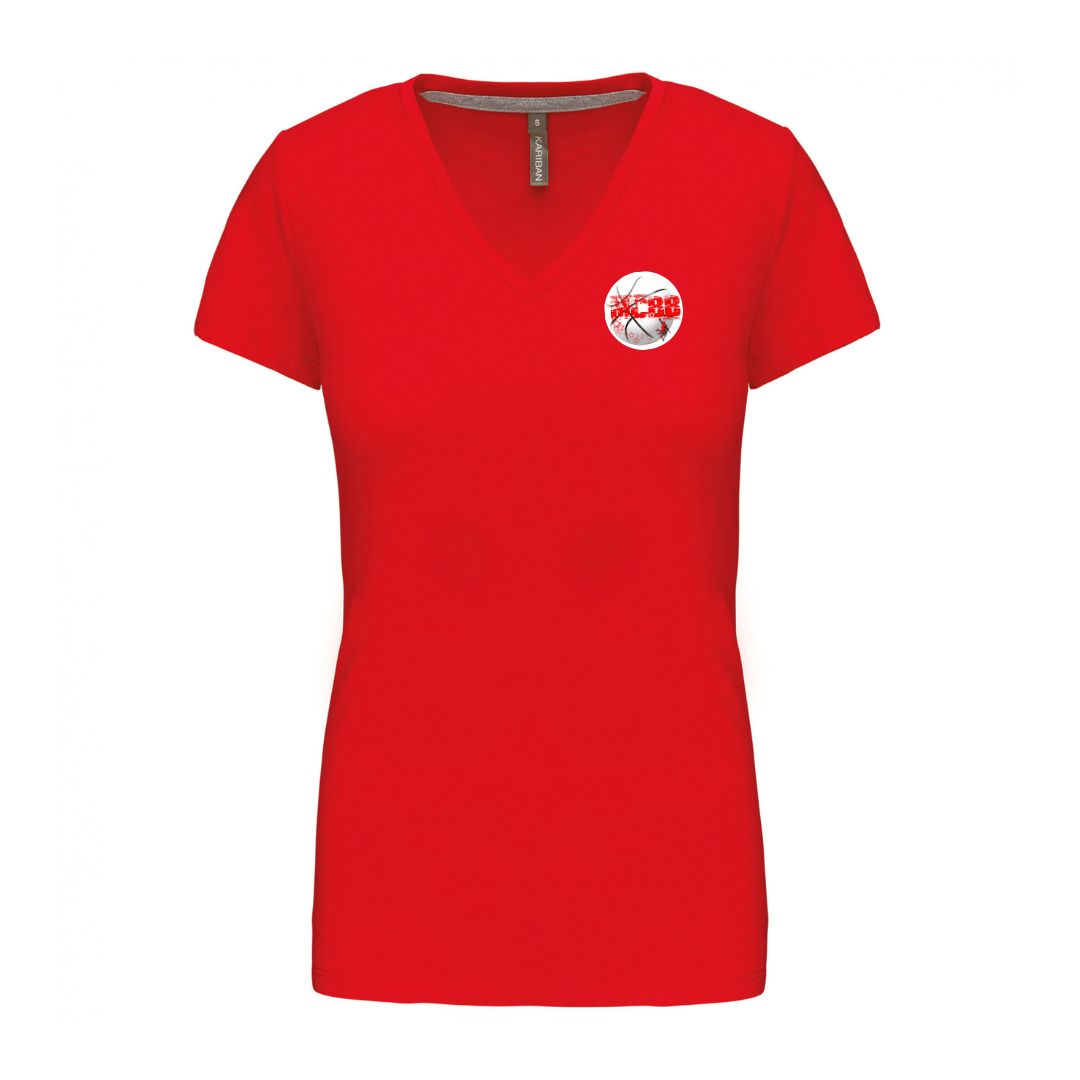 K381 - T-shirt col V manches courtes femme