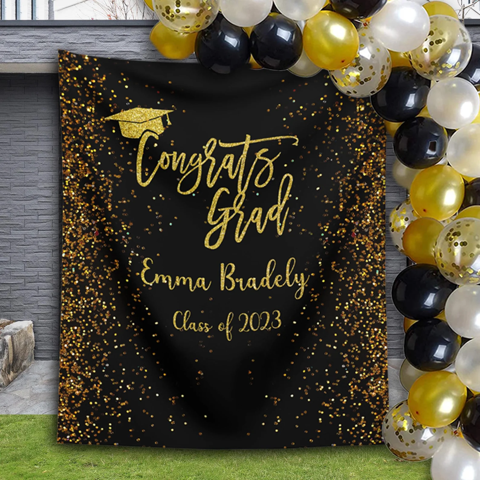 Gold Black Grad backdrop
