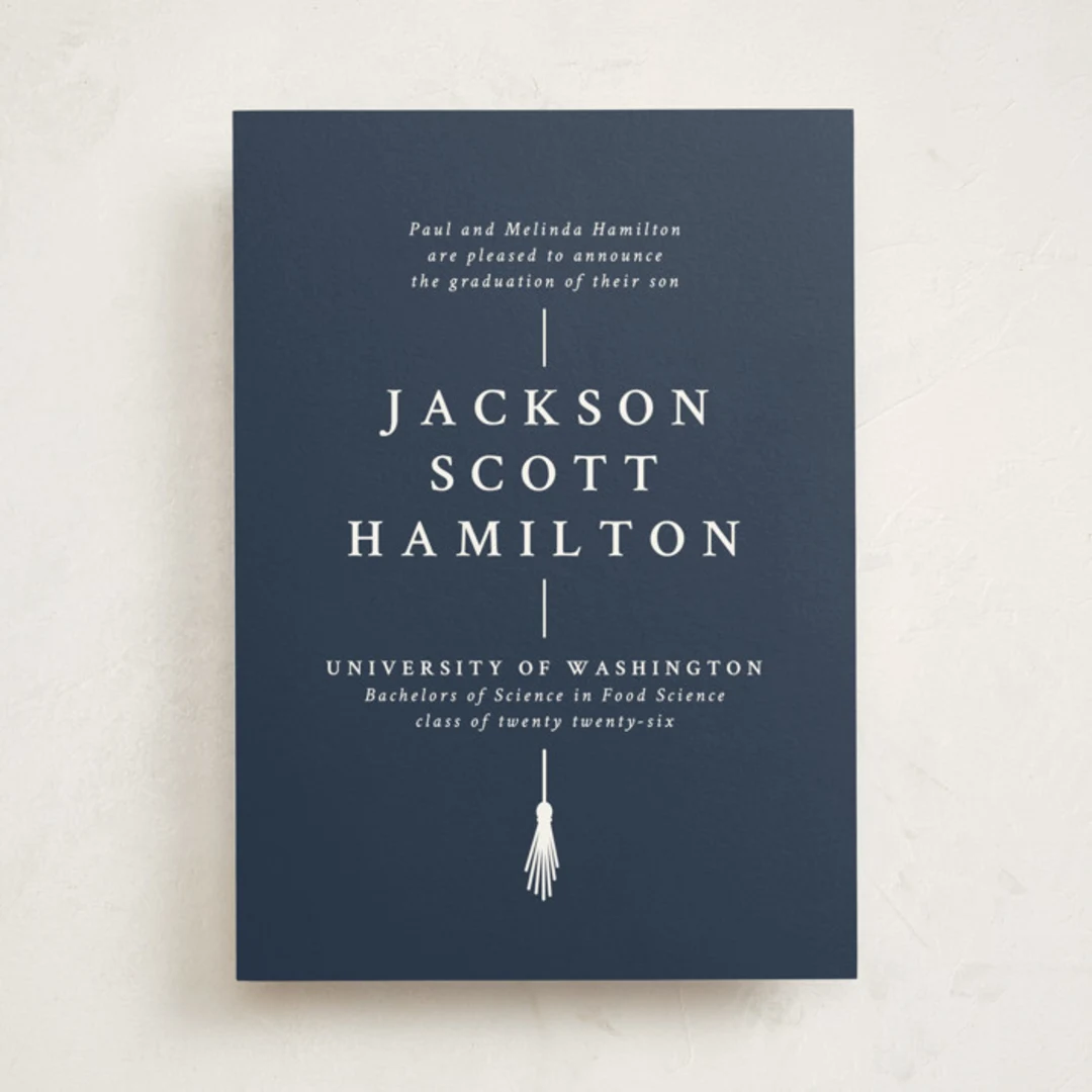 Blue Simple Boy Grad Invite