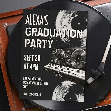 music grad invite grunge