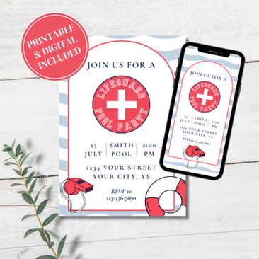 Lifeguard Pool Party Invitation