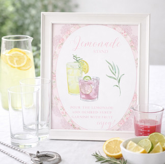 Pink Cottagecore French Country Toile Chic Graduation Lemonade bar Sign