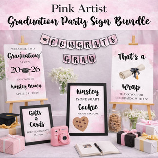 Artist Graduation Pink Watercolor Sign Bundle