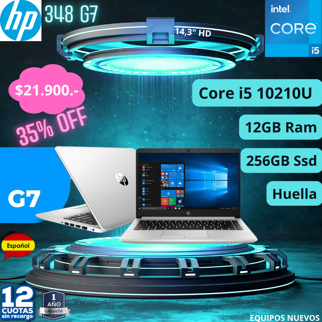 NOTEBOOK HP 348 G7 Core i5-10210U Ram de 12 GB-SSD de 256GB