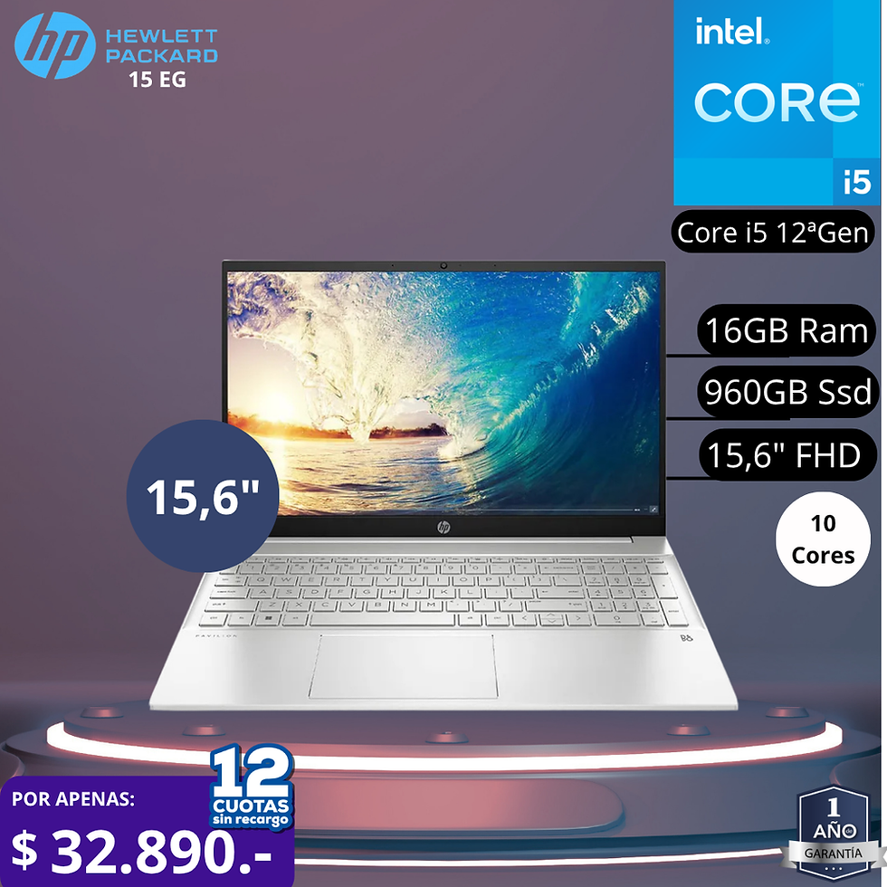 Miniatura: NOTEBOOK HP 15-EG + CORE i5 1235u + 960 GB SSD + 16 GB de RAM + 15.6" FHD +