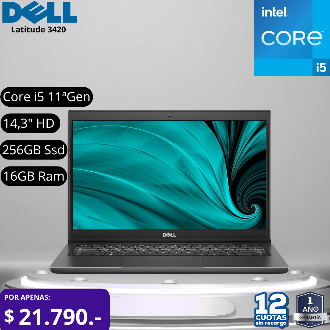 DELL LATITUDE 3420 Intel i5-1135G7 + 16 GB de RAM + 256GB Ssd 14"