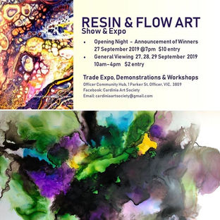Resin & Flow Art Show & Expo poster for painting exhibits