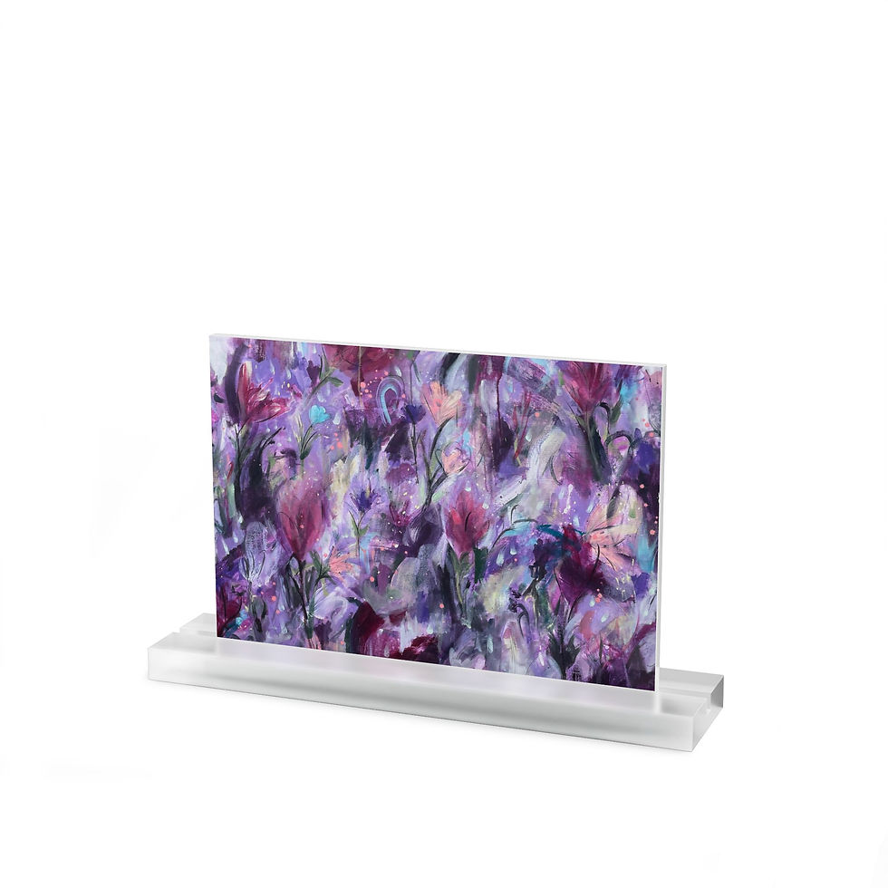 Thumbnail: Purple Floral Acrylic Table Sign | Rectangular Decorative Desk Plaque