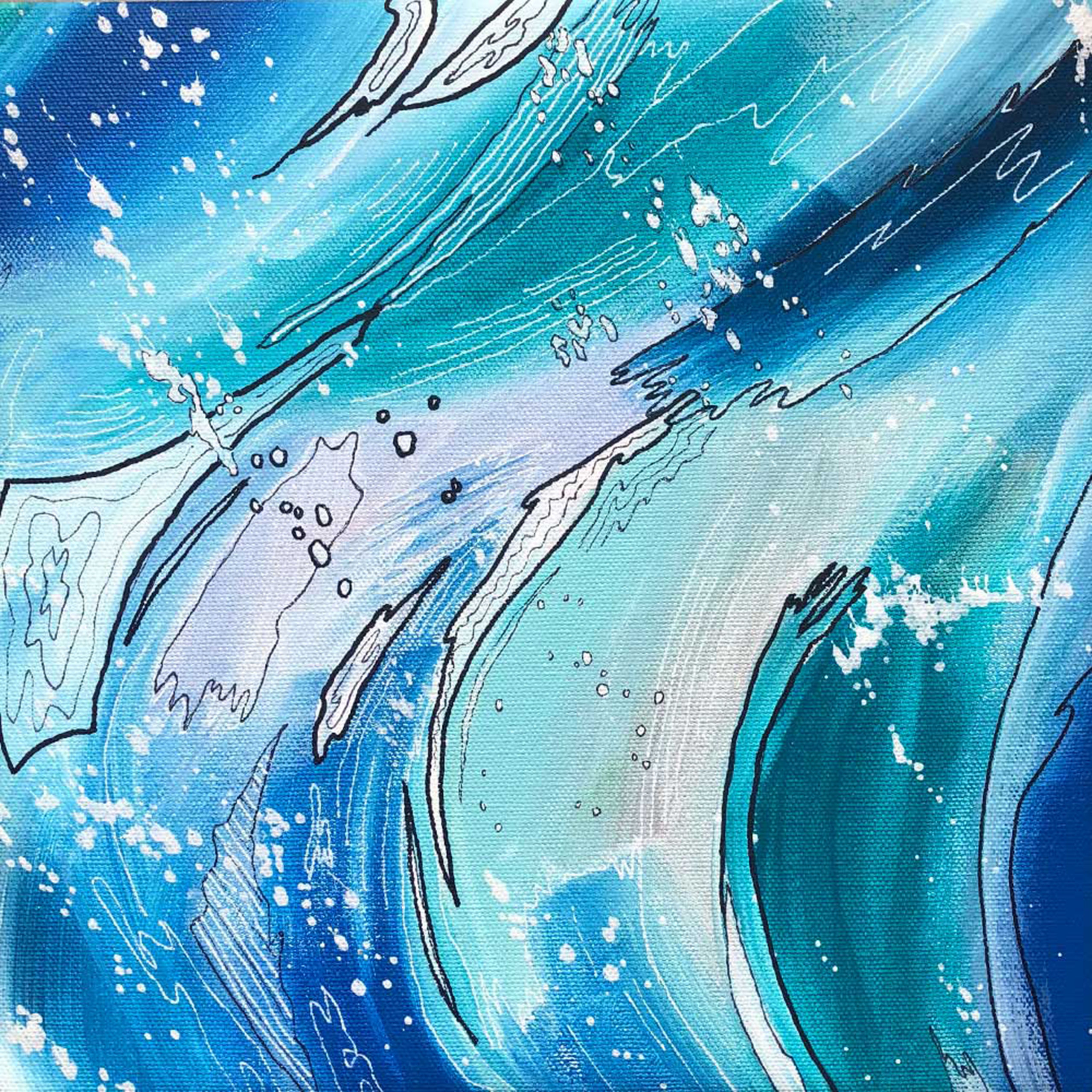 Square painting in acrylic paint based on water