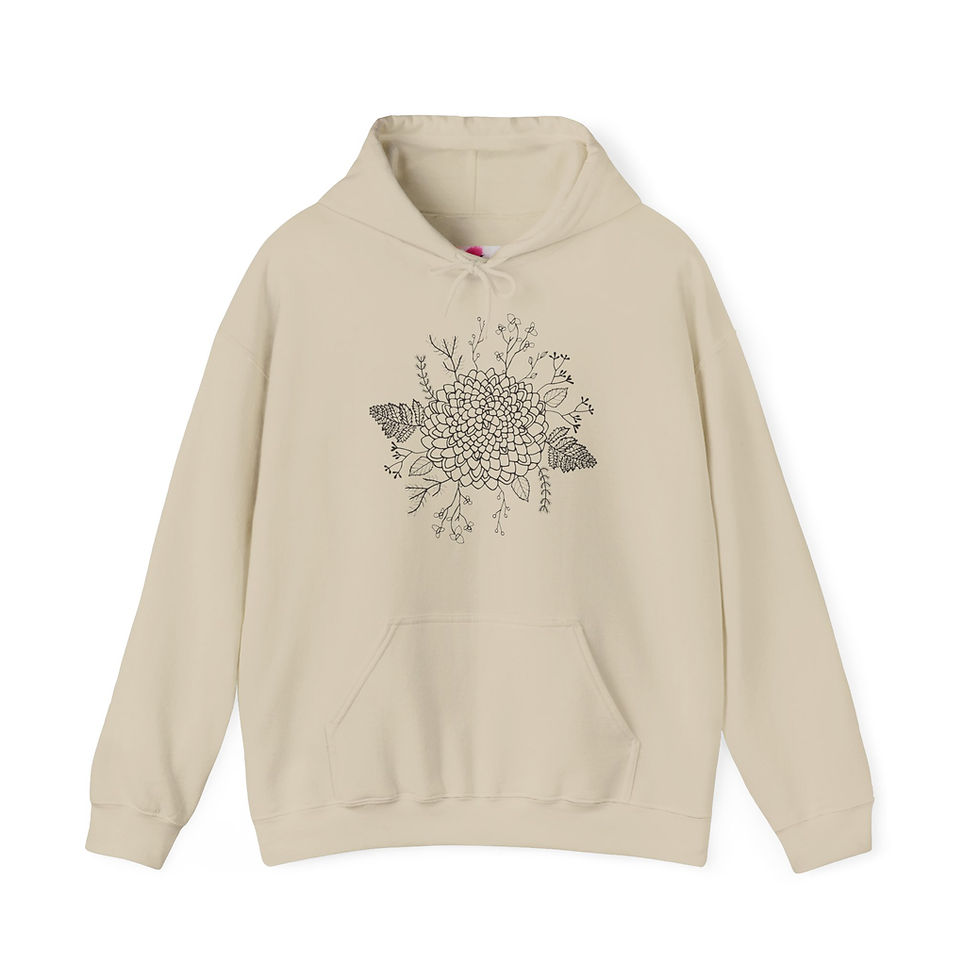 Thumbnail: Unisex Adult Mid/Heavy Weight Hoodie  |  Hand-Drawn Wildflower Arrangement