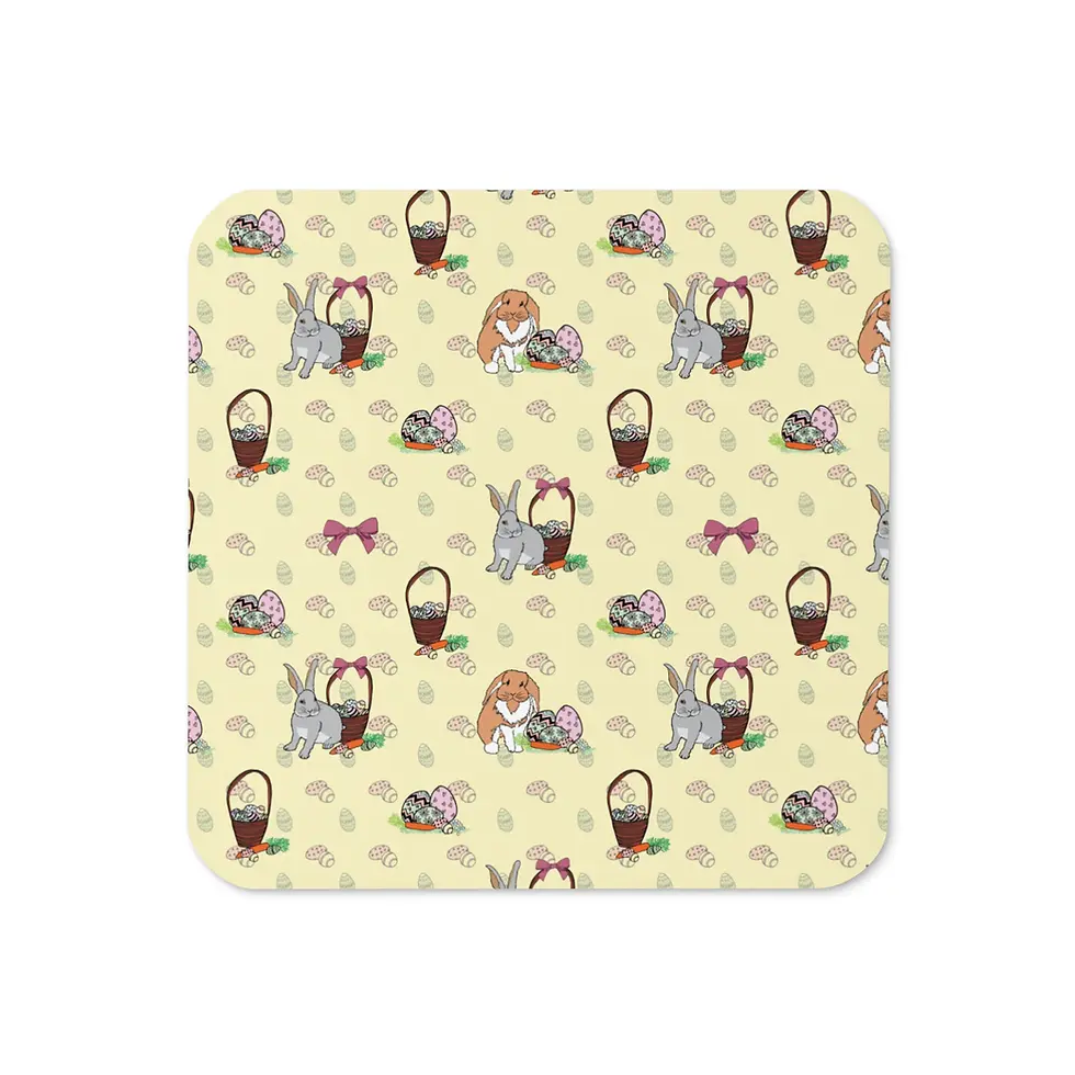 Repeating pattern of bunnies and baskets